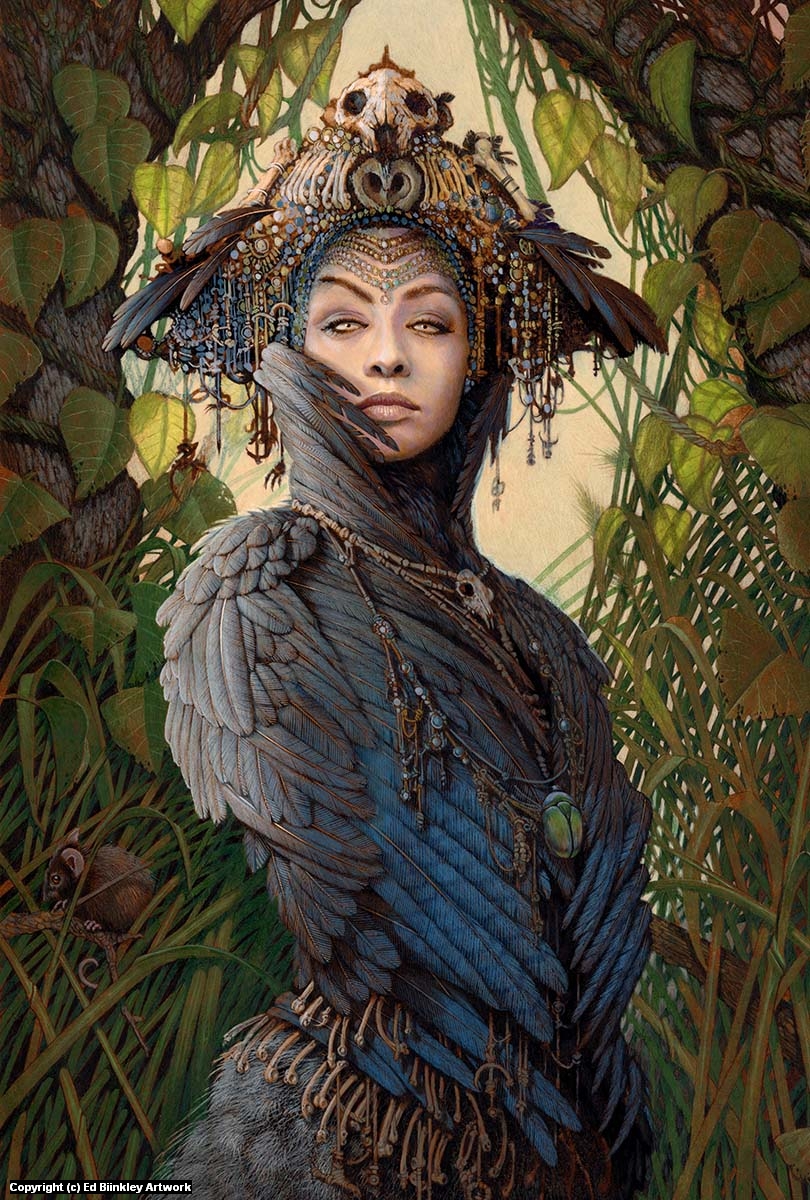 Infected By Art Art Gallery Ed Binkley Corvid Priestess In Fantasy Artwork Originals